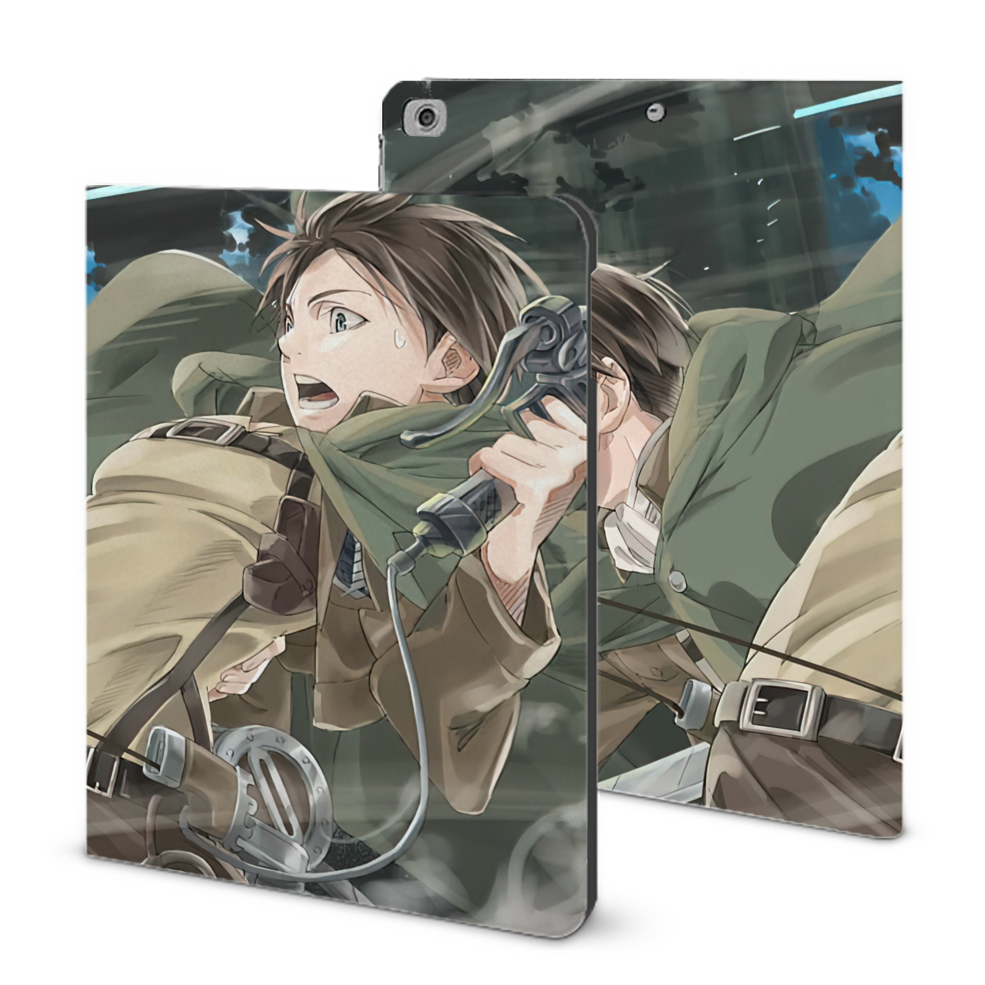 （画像用） 進撃の巨人 Attack on Titan IPad ケース ブック型 PUレザー TPU 耐衝撃 軽量 薄型 ペン収納なし 全面保護 IPad 各モデル対応